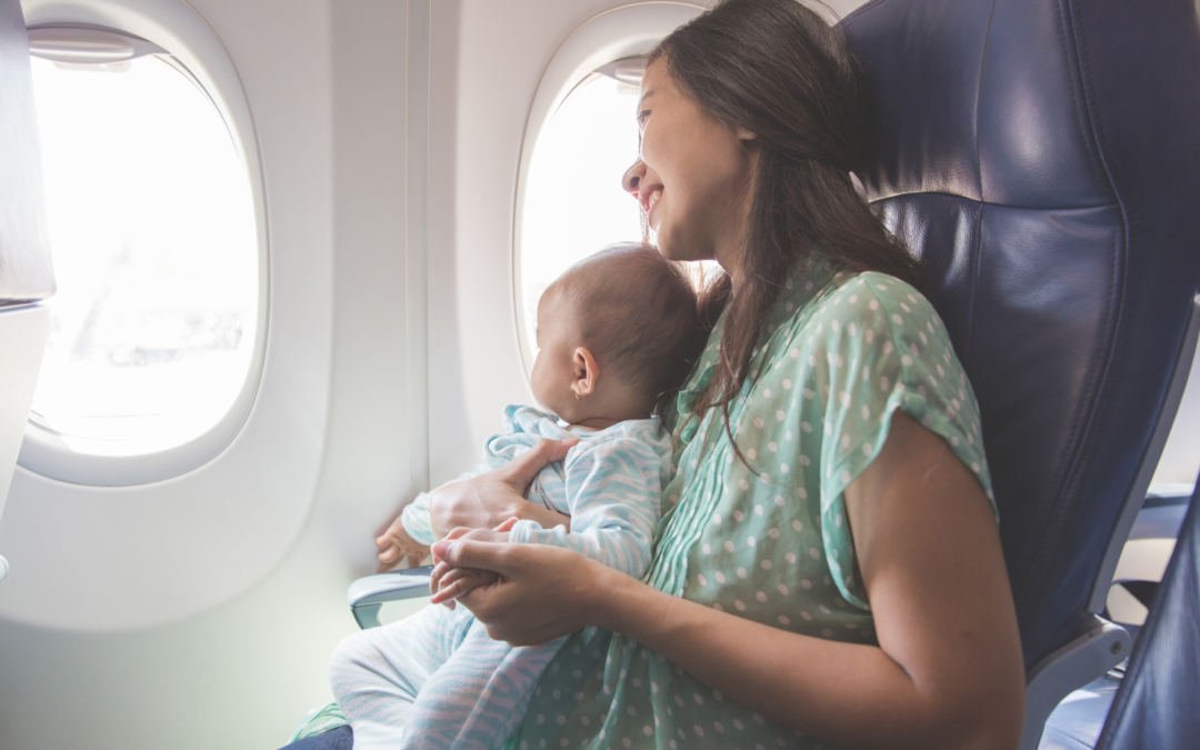 Mom and baby having a stress free flight